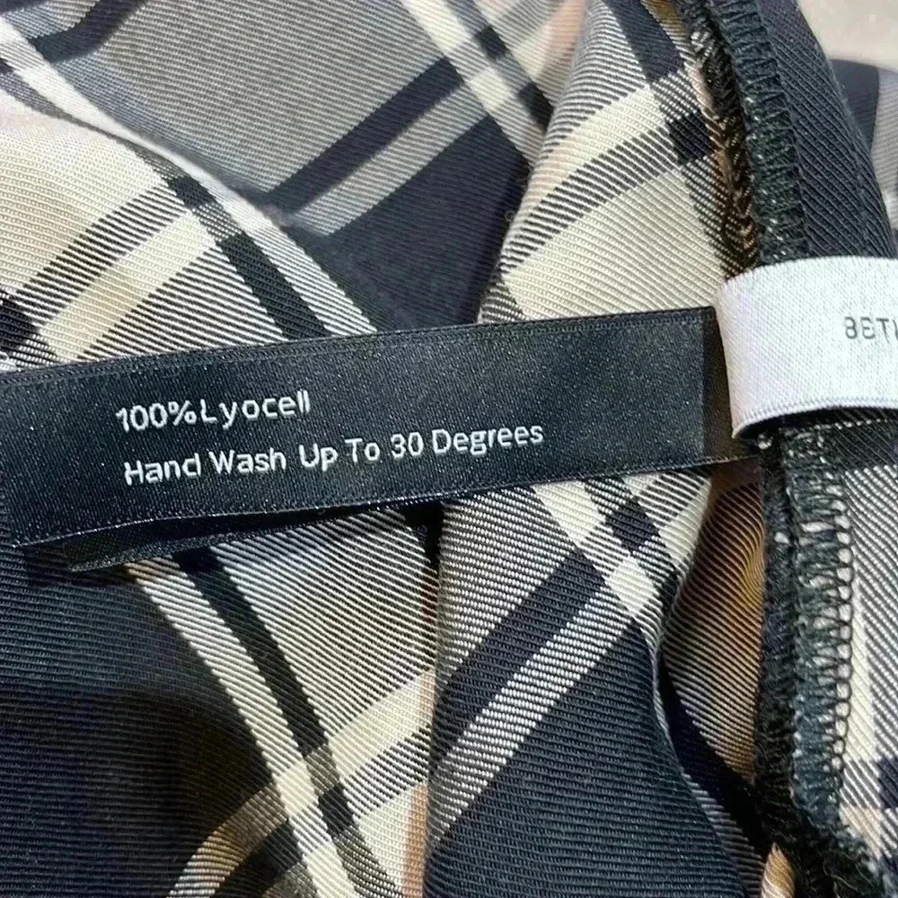 Mother of Pearl TEGAN 100% Lyocell Checked Black Cream - Picture 7 of 8